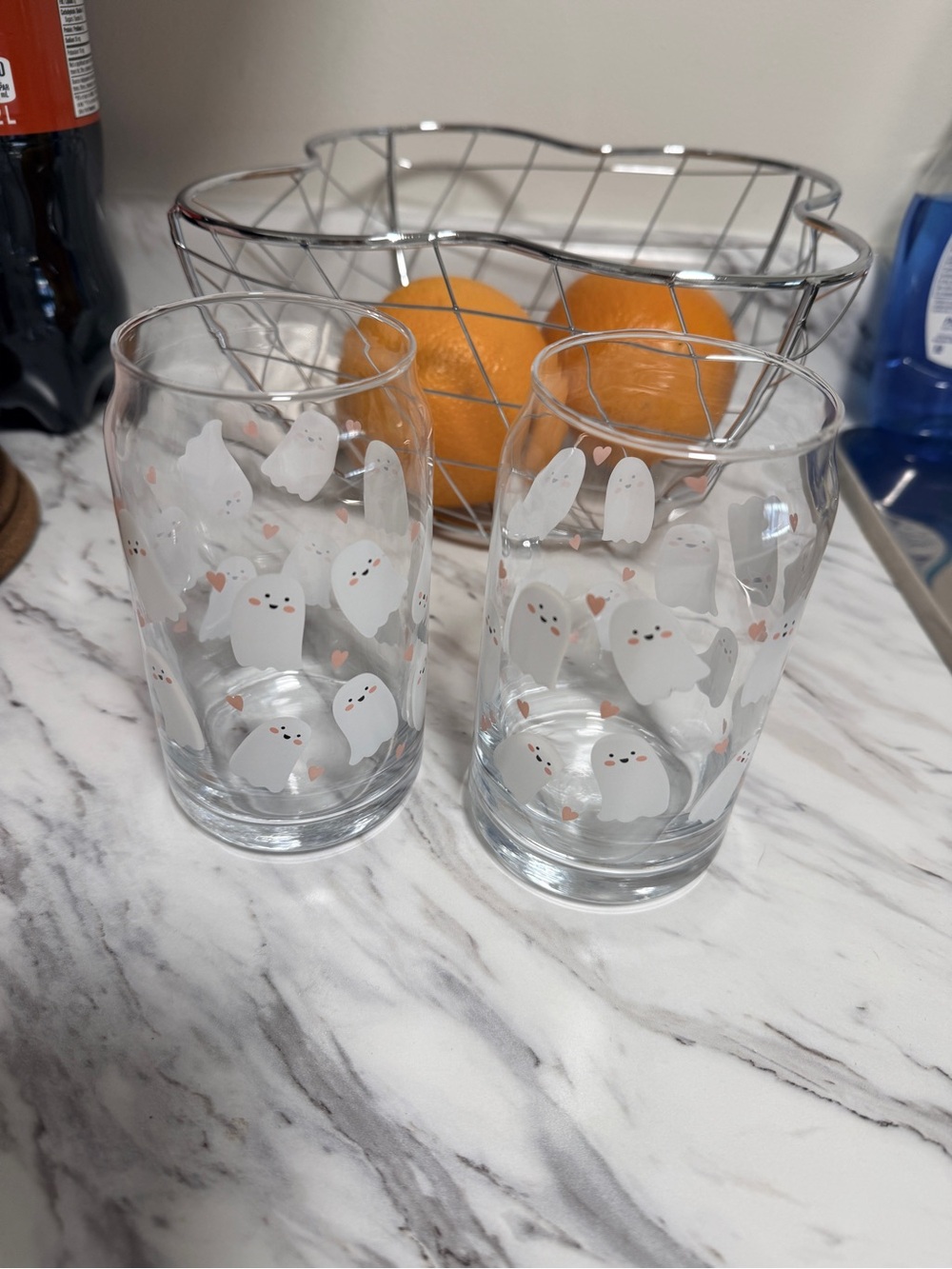 Set of 2 Cute Ghost Print Clear Glasses